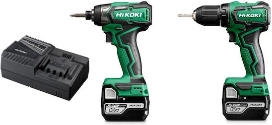 Hikoki KC18DD Сет Двигател за бормашина & Ударна бормашина 18V с 2 батерии 5Ах