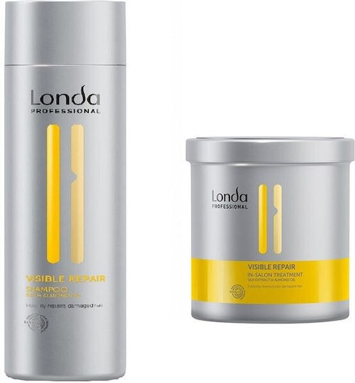 Londa Professional Professional Visible Repair Set de tratament pentru păr pentru păr deteriorat cu Șampon și Tratament 2buc