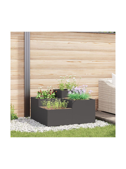 vidaXL Garden Pot Metallic Black 80x80x48cm.