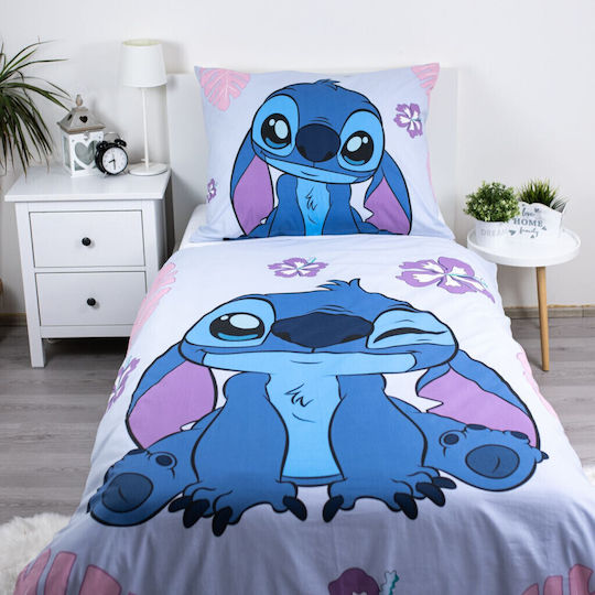Disney Lilo And Stitch Set Kids Duvet Cover Single with Pillowcase Cotton Purple 140x200cm