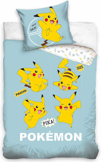 Pokemon Комплект Детска Завивка Еднолицева Светлосиня