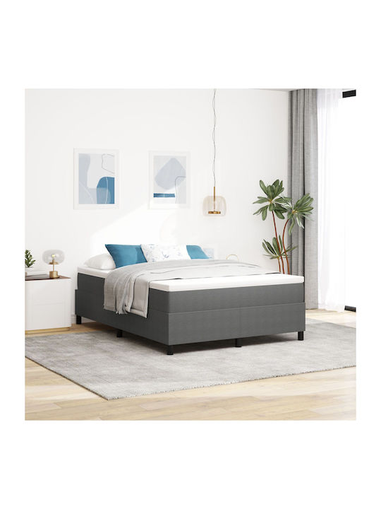 Double Bed Base Upholstered with Light Gray Fabric with Slats for Mattress 140x200cm