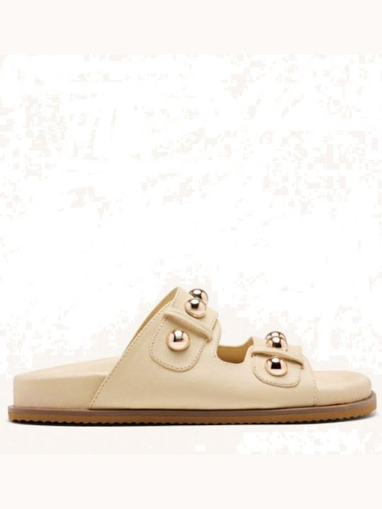 Gioseppo Leather Women's Flat Sandals in Beige ...