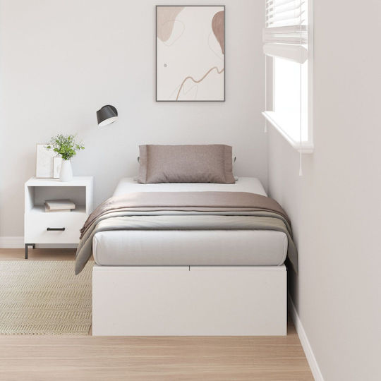 Single Wooden Bed White with Slats for Mattress 80x200cm 3335333