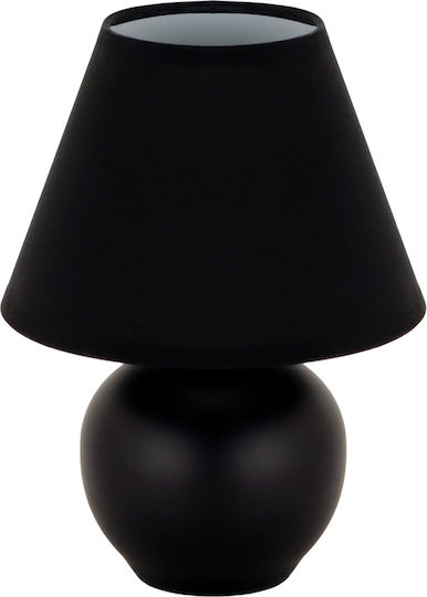 Struhm Keramik Tischlampe für Fassung E14 mit Schwarz Schirm und Basis