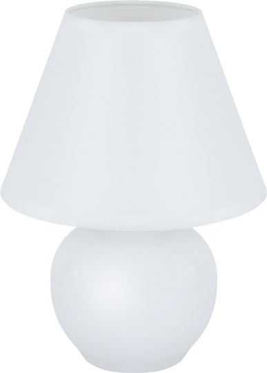 Struhm Keramik Tischlampe für Fassung E14 mit Weiß Schirm und Basis