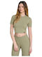 Women's Crop Top Short Sleeve Khaki
