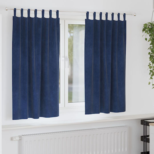 vidaXL Blue Window Curtain Set with Tabs 140x175cm