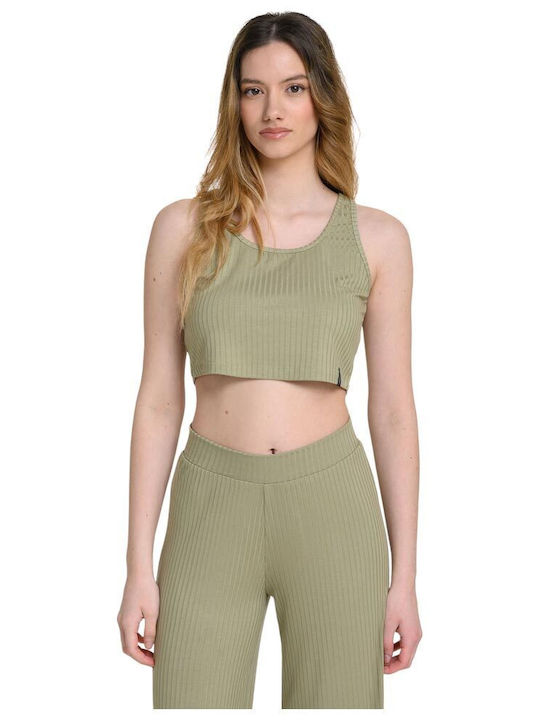 Target Women's Crop Top Sleeveless Khaki