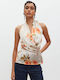 Γυναικεία Μπλούζα Σατέν Floral Beige, Orange