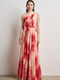 Summer Maxi Dress for Wedding Christening Satin Red