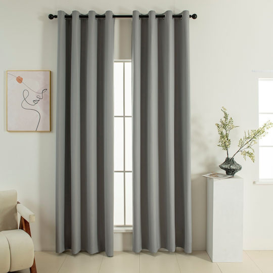 Beauty Home Blackout Curtain with Grommets Soft Art 8391 Gray 140x270cm