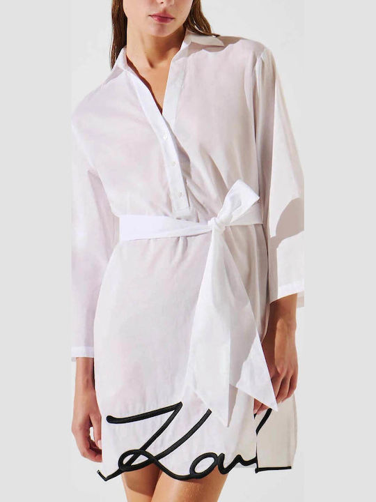 Karl Lagerfeld Sommer Mini Hemdkleid Weiß