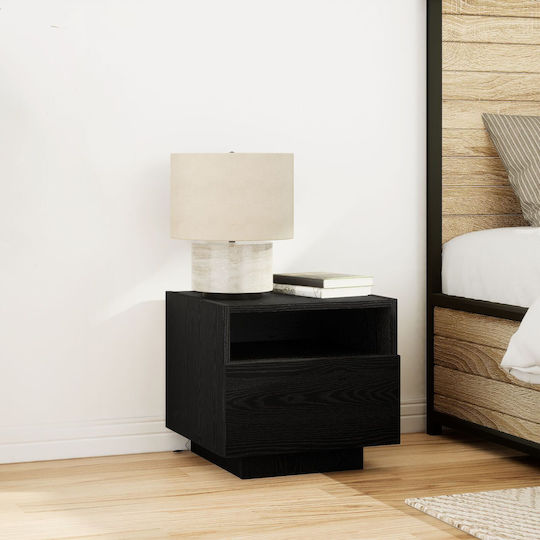Wooden Bedside Tables Black Oak 2 Pieces 40x39x37cm