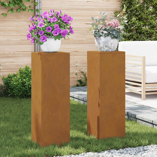 vidaXL Ανθοστήλες Μεταλλικές Καφέ 24x24x75εκ. 2τμχ