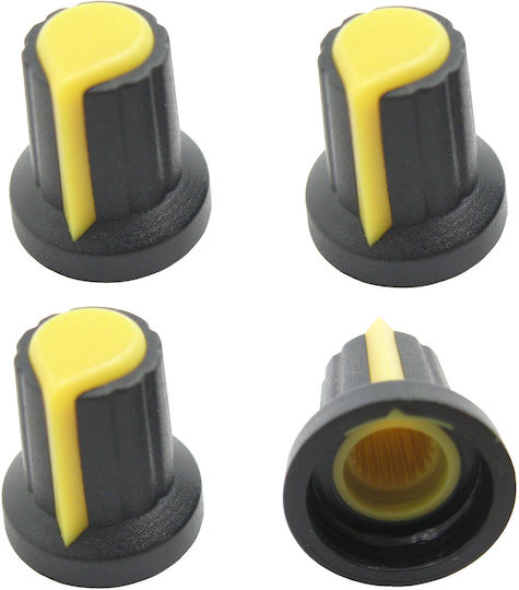 4 Pieces Potentiometer Knobs Black Yellow Indicator Suitable for Wh148 Potentiometer Knobs