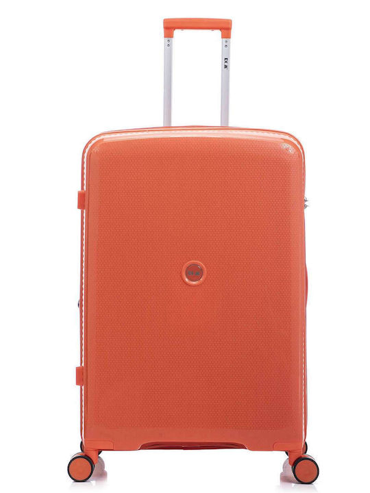 RCM Large Travel Suitcase Hard Orange with 4 Wheels Height 75cm