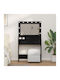 Wooden Makeup Dressing Table Black Oak with Mirror 79x41x135cm