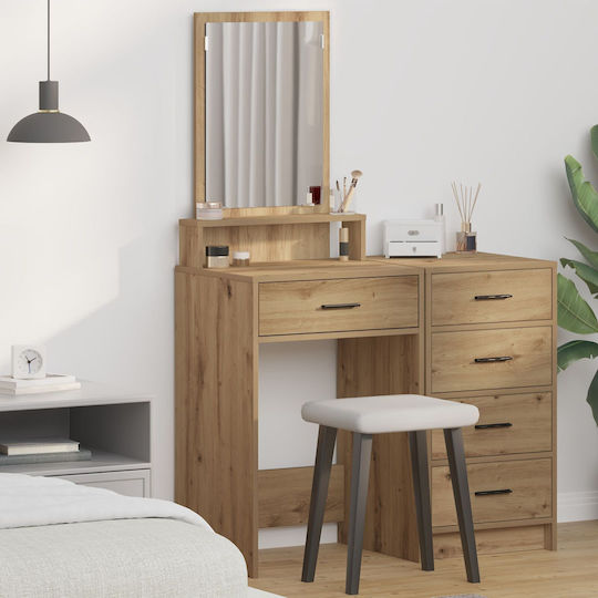 Floor-Standing Makeup Dressing Table Wooden Artisan Oak with Mirror 50x41x140cm