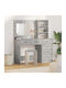 Floor-Standing Makeup Dressing Table Wooden Grey with Mirror 40x40.5x135cm
