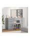 Bodenstehende Schminktisch Schlafzimmer Holz Grau mit Spiegel 40x41x75cm