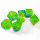 Chessex Gemini Plasma Green-teal/orange Luminary Polyhedral 7-dice Set