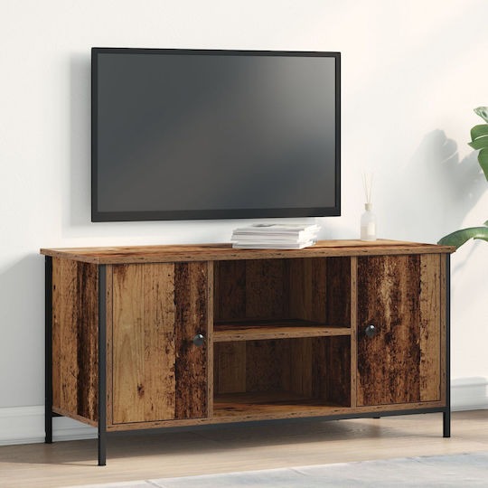 TV Stand Made of Metal and Wood Brown M100xD40xH50cm