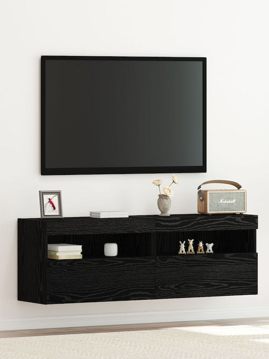 TV Stand with LED Lighting Black Oak 60x30x40cm