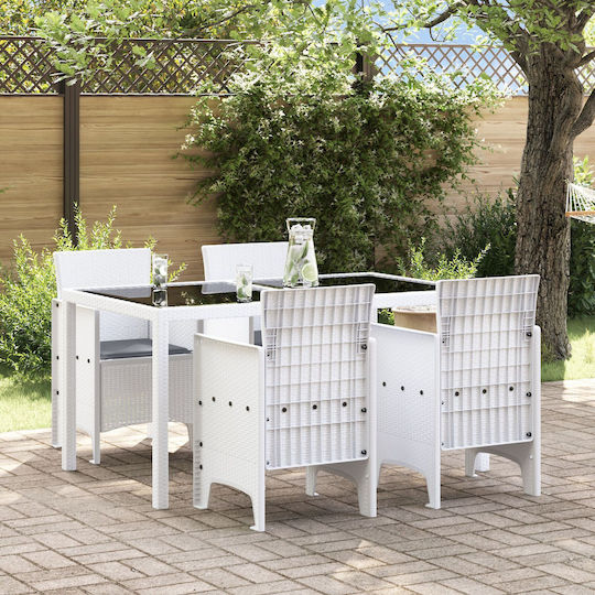 Outdoor-Sessel Kunststoff Λευκό, Ανθρακί mit Kissen 4Stück 53x49x85εκ.