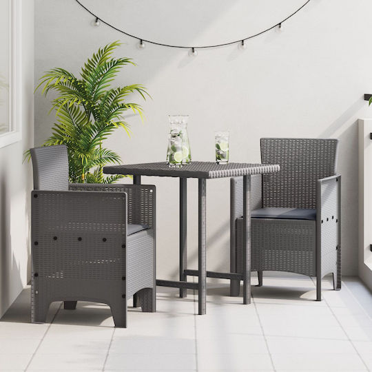 Outdoor Armchair Polypropylene Light Grey, Anthracite with Cushion 2pcs 53x49x85cm