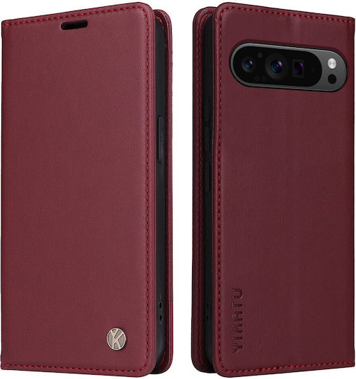 Yikatu Book Piele artificială / Silicon Roșu (Google Pixel 9 Pro XL)