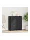 Sideboard Wooden with Drawers Black Oak 30x30x70cm