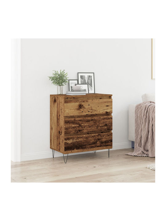 Sideboard made of Solid Wood & Metal with Drawers Earthy Wood 60x35x70cm