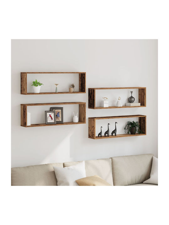 Wall Shelves Old Wood 4 Pieces 80x15x26 cm