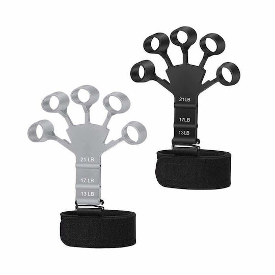 Set 2 Finger Flexors Siks Hand Support Strap 3 Levels Difficulty Physical Recovery Finger Flexion Extension Training Silicone Black Grey