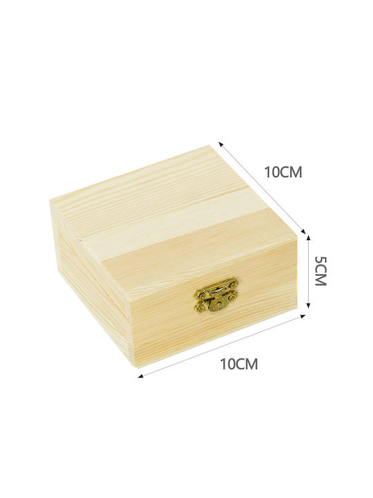 Tpster Ξύλινο Κουτί Αποθήκευσης με Καπάκι 10x10x5cm