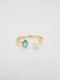 Chrysothemiss Women's Ring Ocean Whisper Aqua Zircon & Pearl Gold Plated 14k Gold
