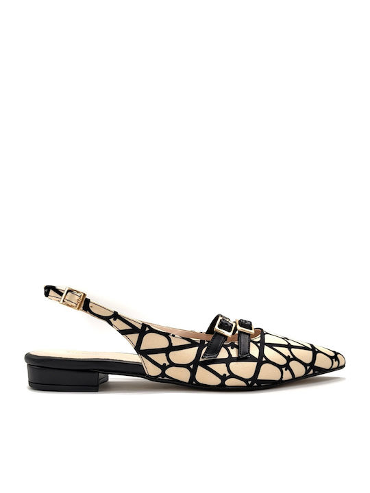 Damen Ballerinas Slingback mit Riemen in Beige Farbe