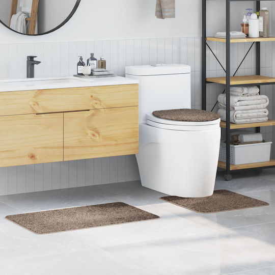 vidaXL Non-Slip Set Bath Mats Cotton 4019867 Brown 50x80cm 3 Pieces