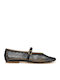 Leather Ballerinas With strap Black