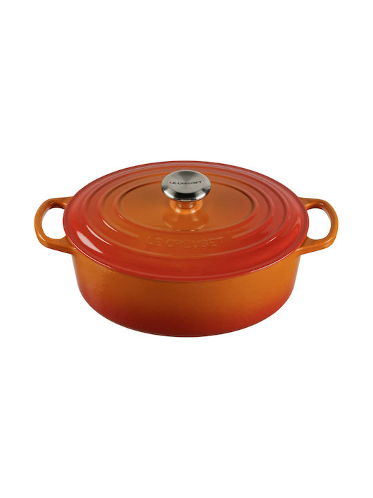 Le Creuset Signature Oval Ρηχή Κατσαρόλα από Μαντέμι 4.1lt / 27cm Volcanic