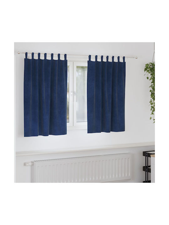 vidaXL Set of Blue Blackout Window Curtains with Pencil Pleat 140x140cm