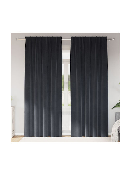 vidaXL Set Vorhänge Verdunkelung mit Bleistiftfalten Grau 140x225cm