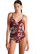 One Piece Swimsuit For Large Bust Floral Brown