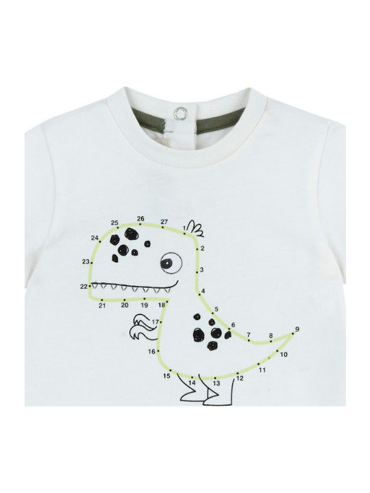Kinderhemd Kurzarm Weiß Dinosaur