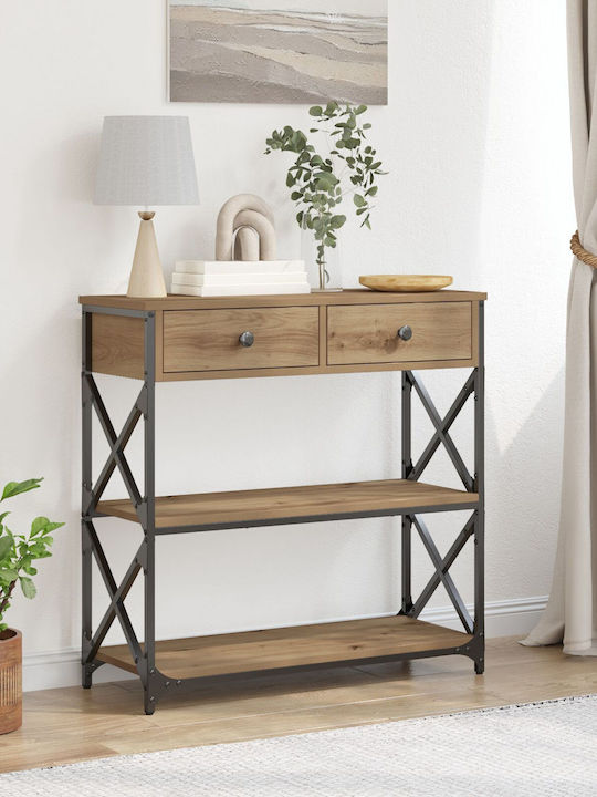 Console Table Wood & Metal Artisan Oak L75xW28x...