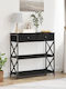 Console Table Wood & Metal Μαύρη Δρυς L75xW28xH75cm