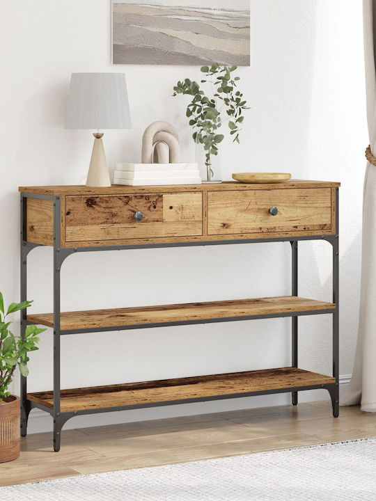 Console Table Wood & Metal Παλιού Ξύλου L100xW25xH75cm