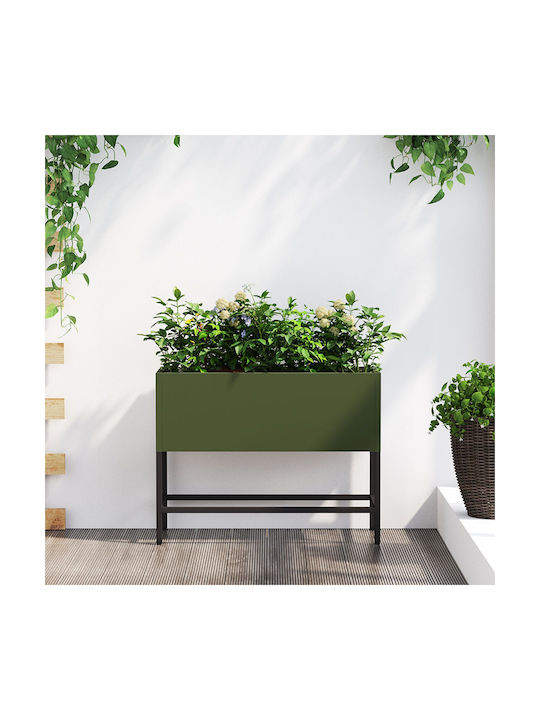 vidaXL Self-watering Pot Metallic Green 60x26x4...