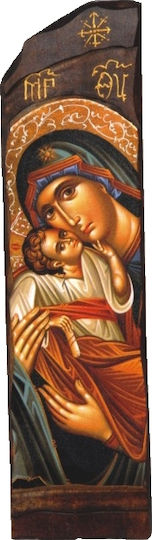 Icoană din lemn cu Fecioara Maria și Iisus Hristos N10 40x12cm
